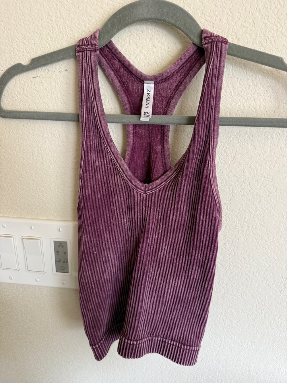Zennia Women's Ribbed Racerback Tank - Plum
